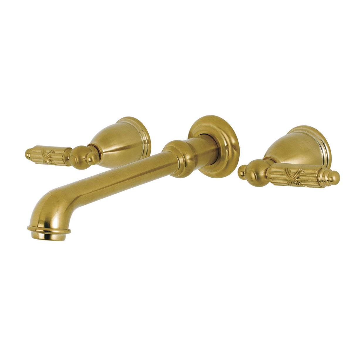 Georgian KS7127GL Two-Handle 3-Hole Wall Mount Bathroom Faucet, Brushed Brass