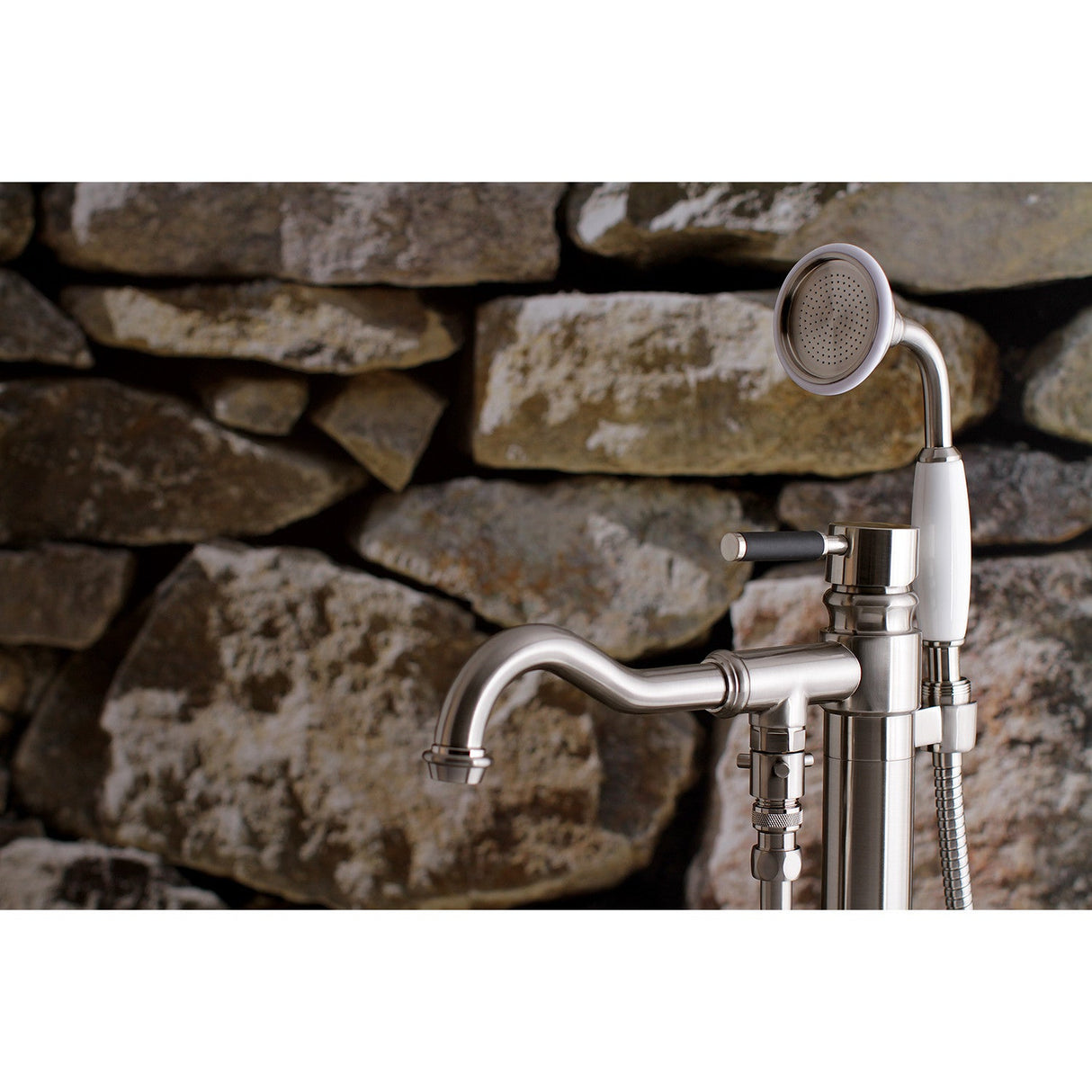 Kaiser KS7138DKL Single-Handle 1-Hole Freestanding Tub Faucet with Hand Shower, Brushed Nickel