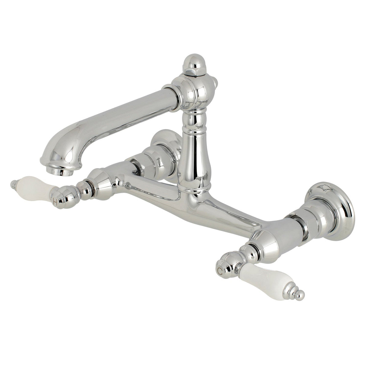 English Country KS7241PL Two-Handle 2-Hole Wall Mount Bathroom Faucet, Polished Chrome
