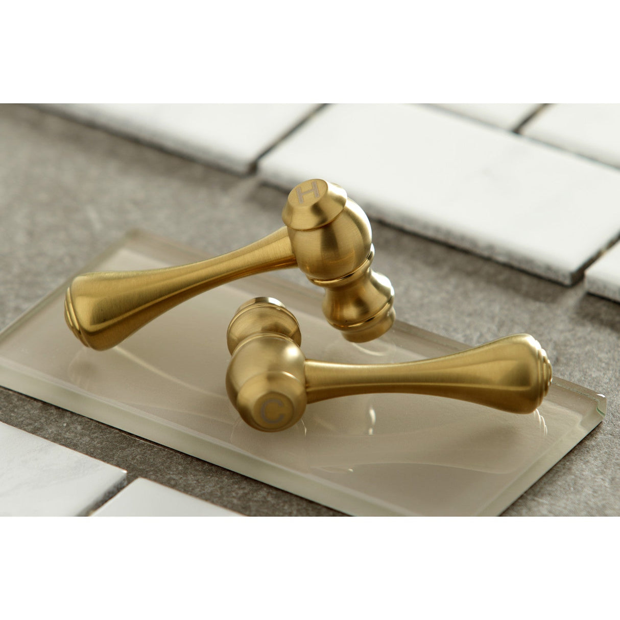English Country KS7247BL Two-Handle 2-Hole Wall Mount Bathroom Faucet, Brushed Brass