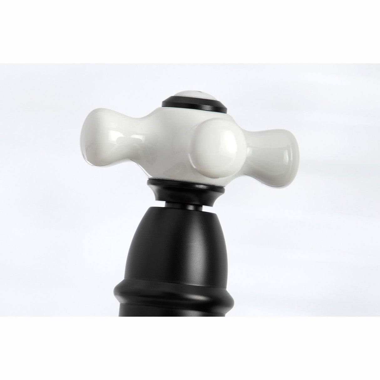 English Country KS7270PXBS Two-Handle 4-Hole Deck Mount Bridge Kitchen Faucet with Side Sprayer, Matte Black