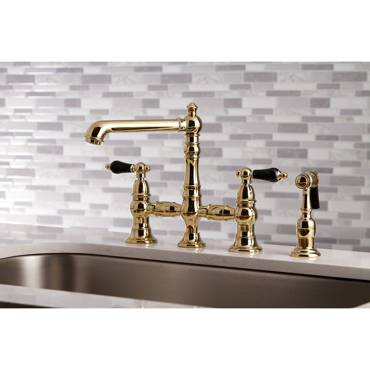 Duchess KS7272PKLBS Bridge Kitchen Faucet, Polished Brass