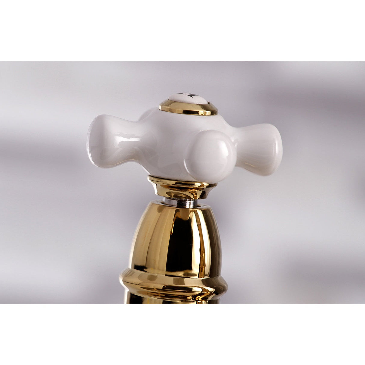 English Country KS7272PXBS Two-Handle 4-Hole Deck Mount Bridge Kitchen Faucet with Side Sprayer, Polished Brass