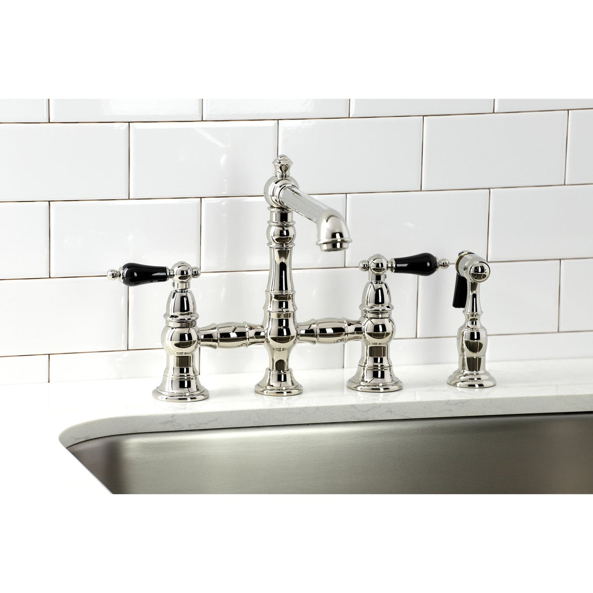 Duchess KS7276PKLBS Bridge Kitchen Faucet, Polished Nickel