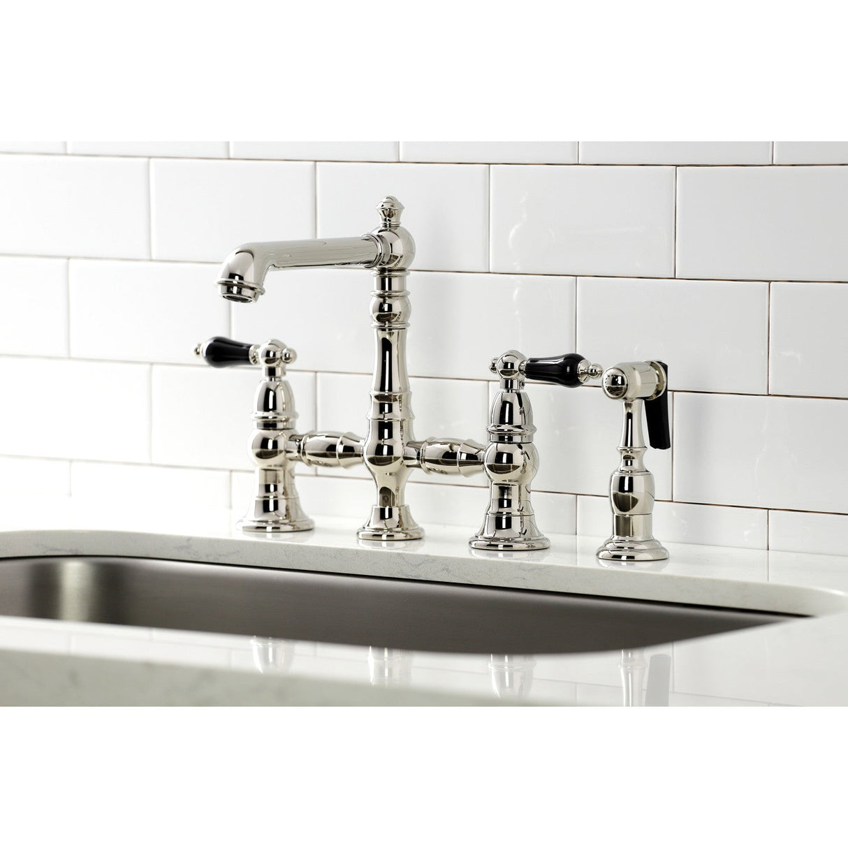 Duchess KS7276PKLBS Bridge Kitchen Faucet, Polished Nickel