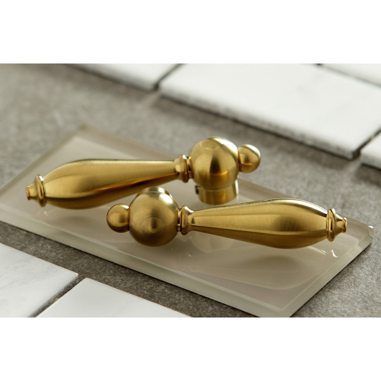 English Country KS7277ALBS Two-Handle 4-Hole Deck Mount Bridge Kitchen Faucet with Side Sprayer, Brushed Brass