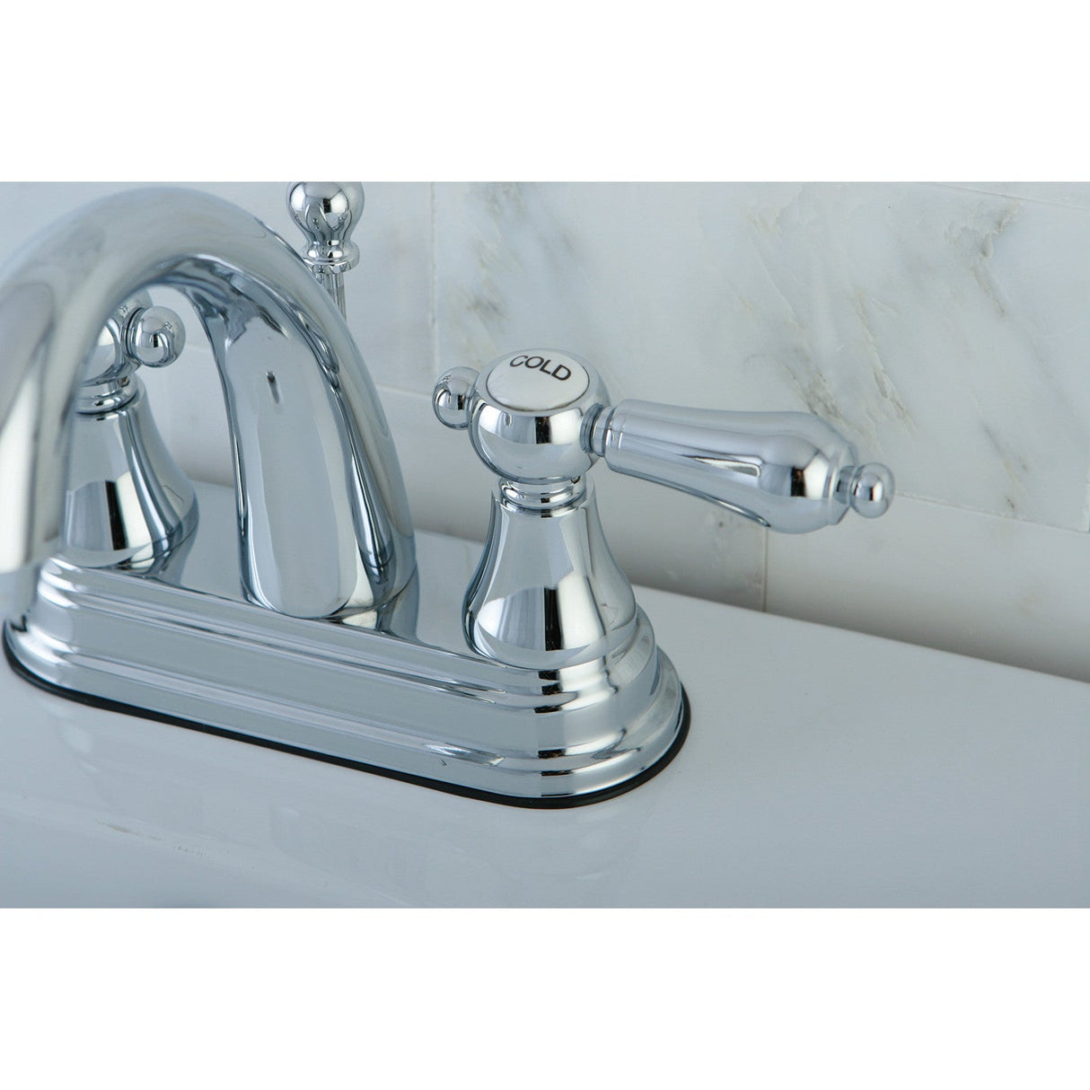 Heirloom KS7611BAL Two-Handle 3-Hole Deck Mount 4" Centerset Bathroom Faucet with Brass Pop-Up, Polished Chrome