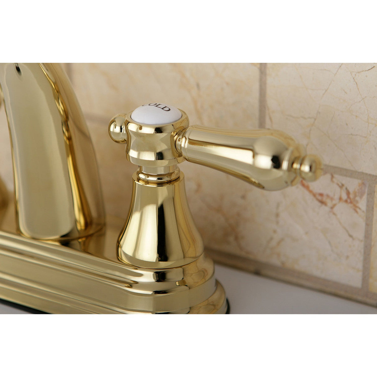 Heirloom KS7612BAL Two-Handle 3-Hole Deck Mount 4" Centerset Bathroom Faucet with Brass Pop-Up, Polished Brass