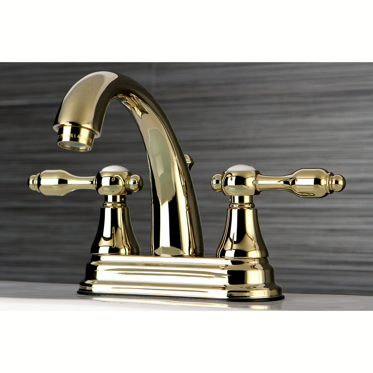Tudor KS7612TAL Two-Handle 3-Hole Deck Mount 4" Centerset Bathroom Faucet with Brass Pop-Up, Polished Brass