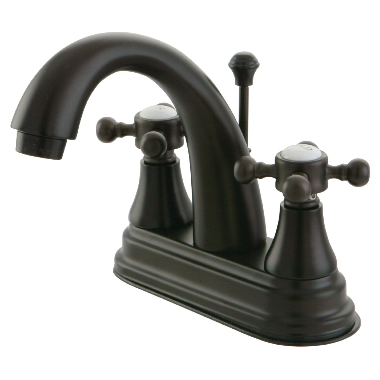 English Vintage KS7615BX Two-Handle 3-Hole Deck Mount 4" Centerset Bathroom Faucet with Brass Pop-Up, Oil Rubbed Bronze