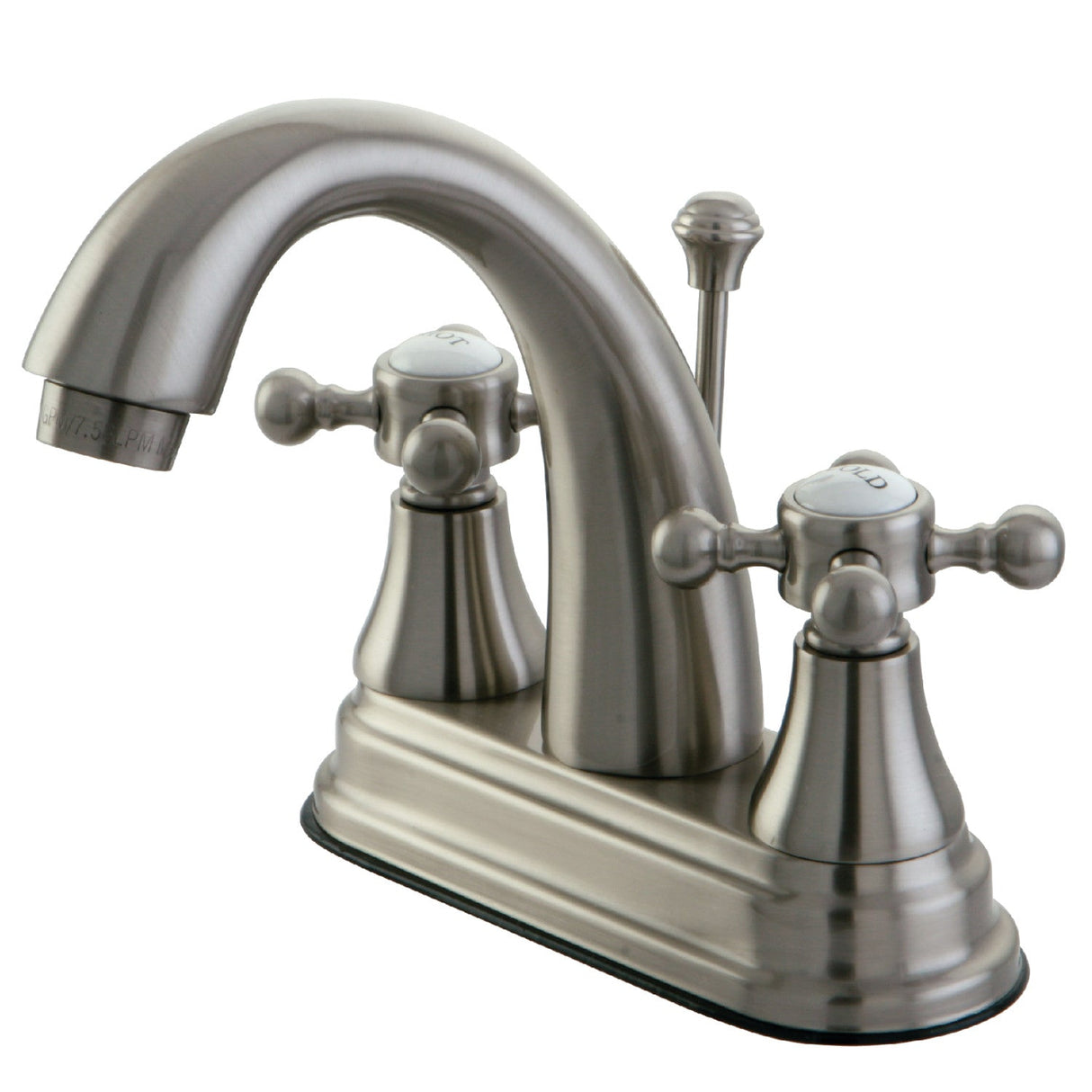 English Vintage KS7618BX Two-Handle 3-Hole Deck Mount 4" Centerset Bathroom Faucet with Brass Pop-Up, Brushed Nickel