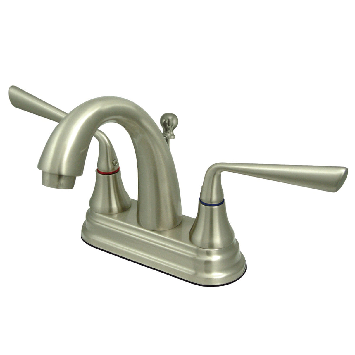 Silver Sage KS7618ZL Two-Handle 3-Hole Deck Mount 4" Centerset Bathroom Faucet with Brass Pop-Up, Brushed Nickel
