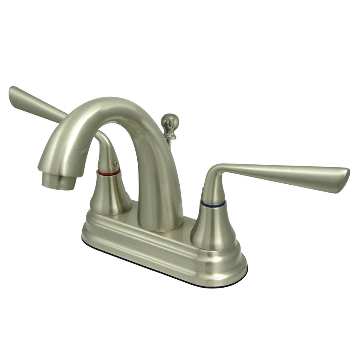 Silver Sage KS7618ZL Two-Handle 3-Hole Deck Mount 4" Centerset Bathroom Faucet with Brass Pop-Up, Brushed Nickel
