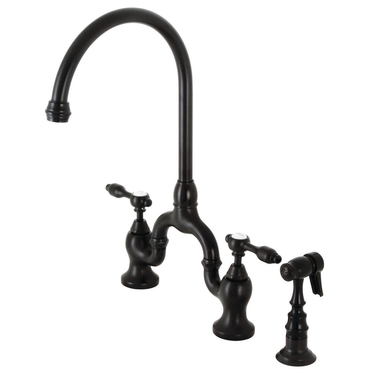Tudor KS7790TALBS Deck Mount Bridge Kitchen Faucet, Matte Black