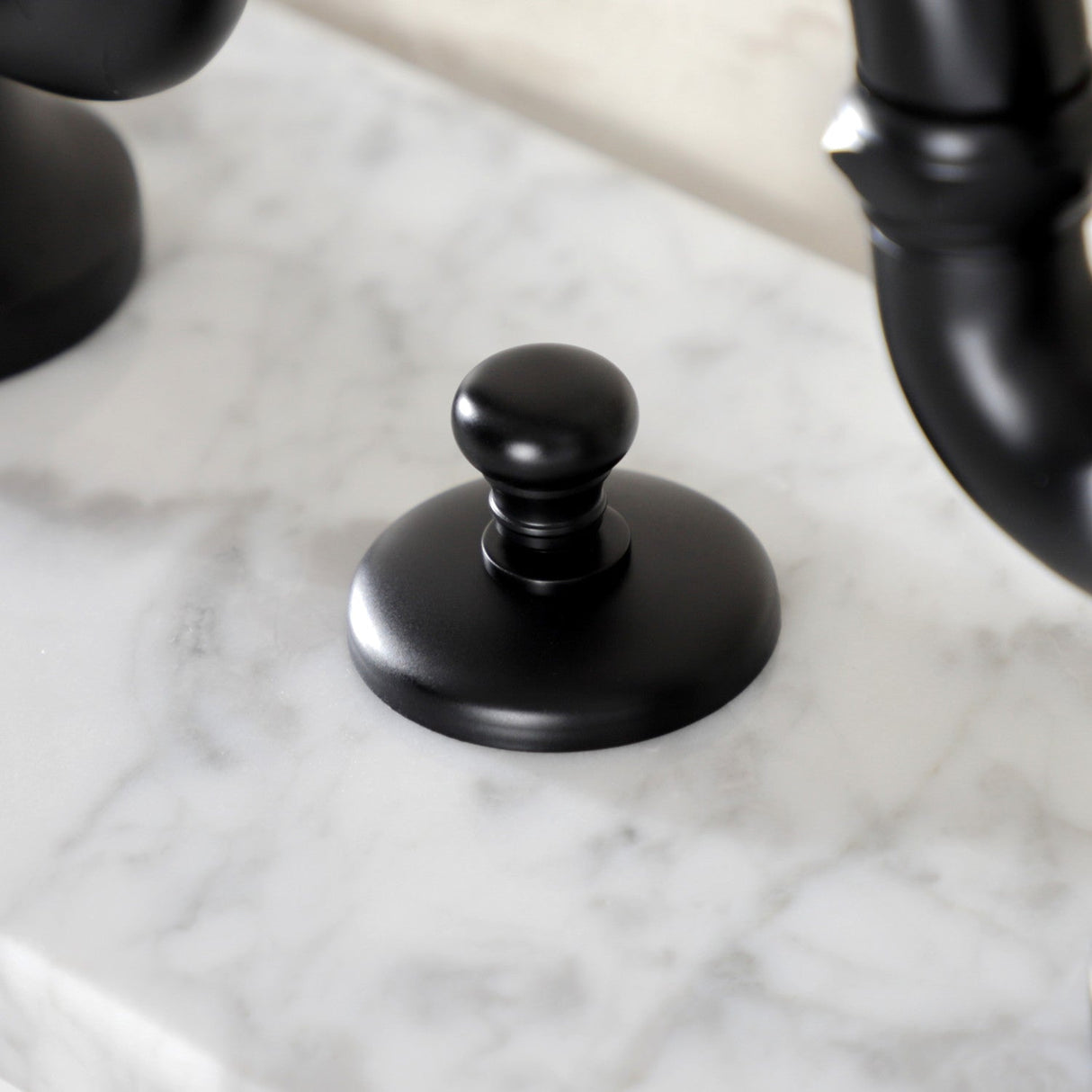 Bel-Air KS7970BPL Two-Handle 3-Hole Deck Mount Bridge Bathroom Faucet with Brass Pop-Up, Matte Black