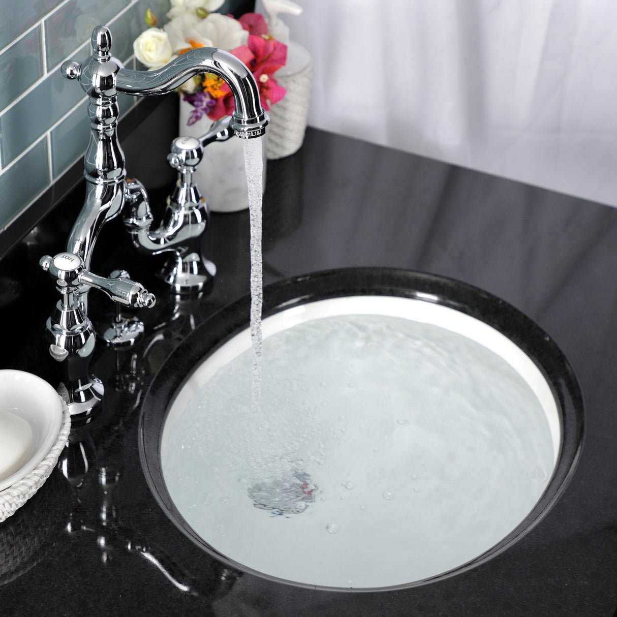 Tudor KS7971TAL Two-Handle 3-Hole Deck Mount Bridge Bathroom Faucet with Brass Pop-Up, Polished Chrome