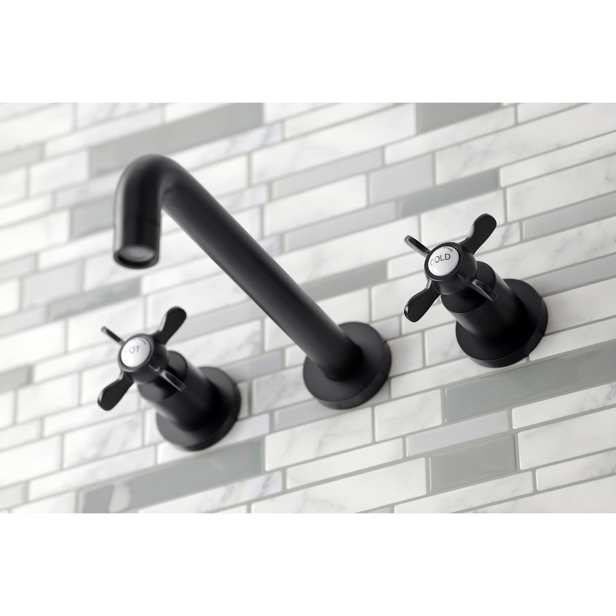 Essex KS8020BEX Two-Handle 3-Hole Wall Mount Roman Tub Faucet, Matte Black