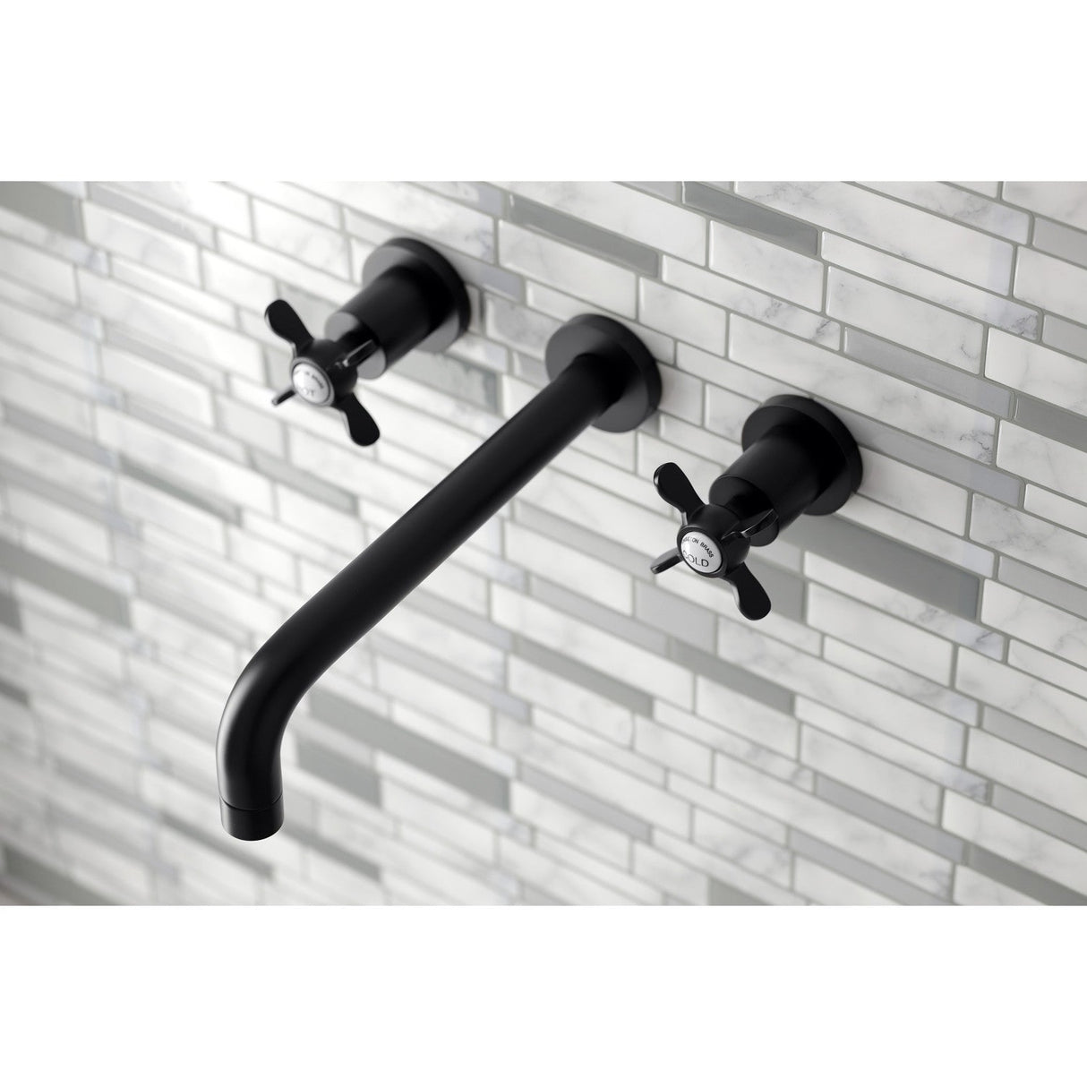 Essex KS8020BEX Two-Handle 3-Hole Wall Mount Roman Tub Faucet, Matte Black
