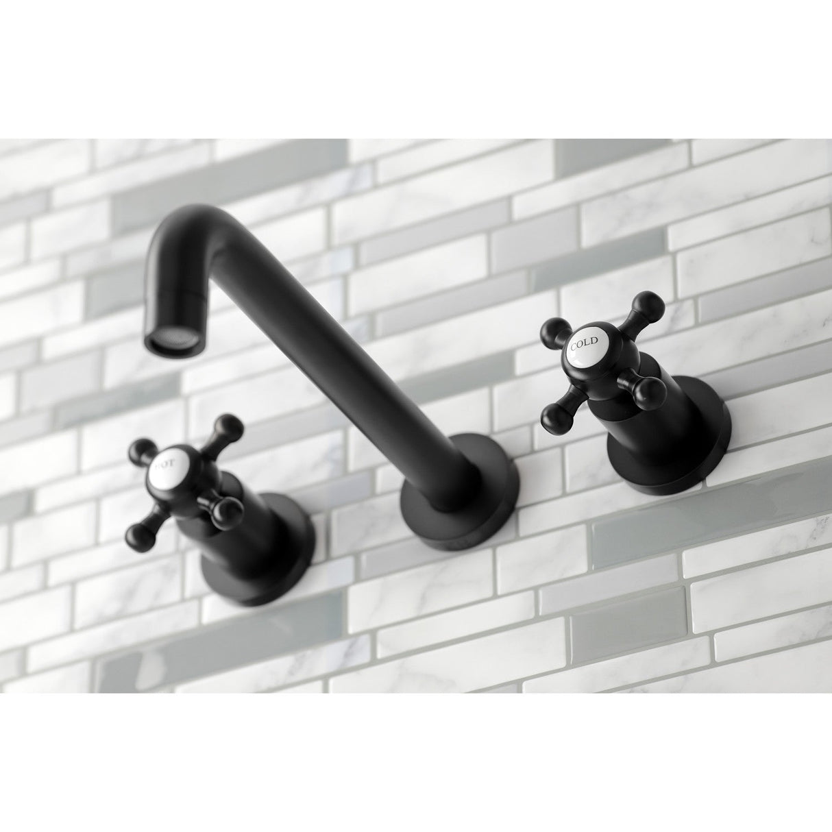 Metropolitan KS8020BX Two-Handle 3-Hole Wall Mount Roman Tub Faucet, Matte Black