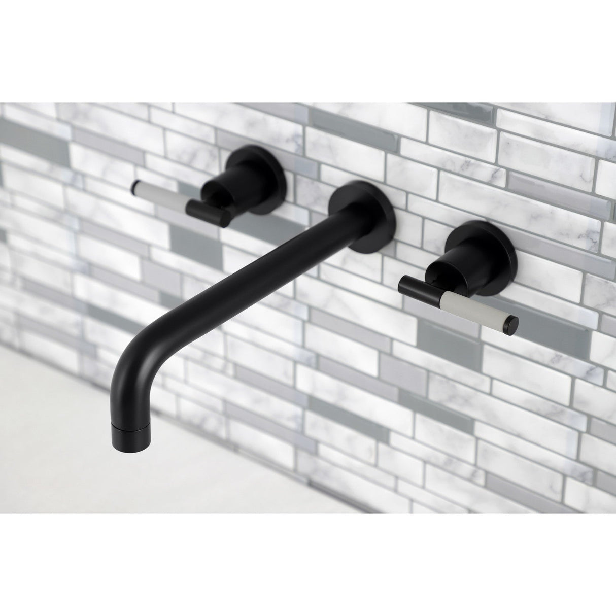 Kaiser KS8020CKL Two-Handle 3-Hole Wall Mount Roman Tub Faucet, Matte Black