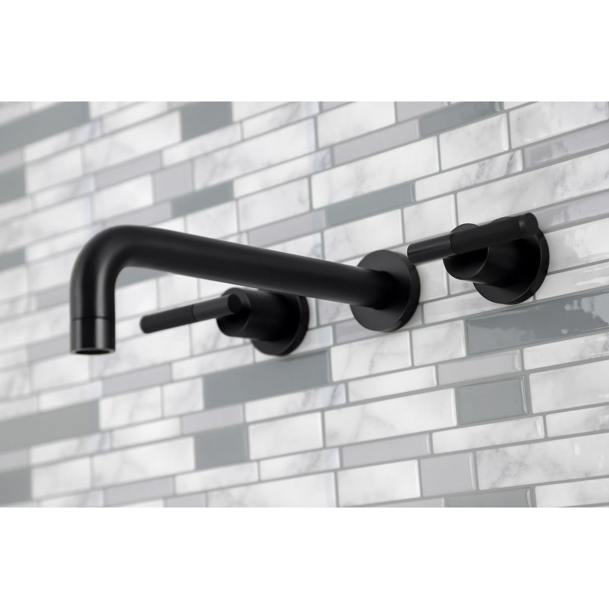 Kaiser KS8020CKL Two-Handle 3-Hole Wall Mount Roman Tub Faucet, Matte Black