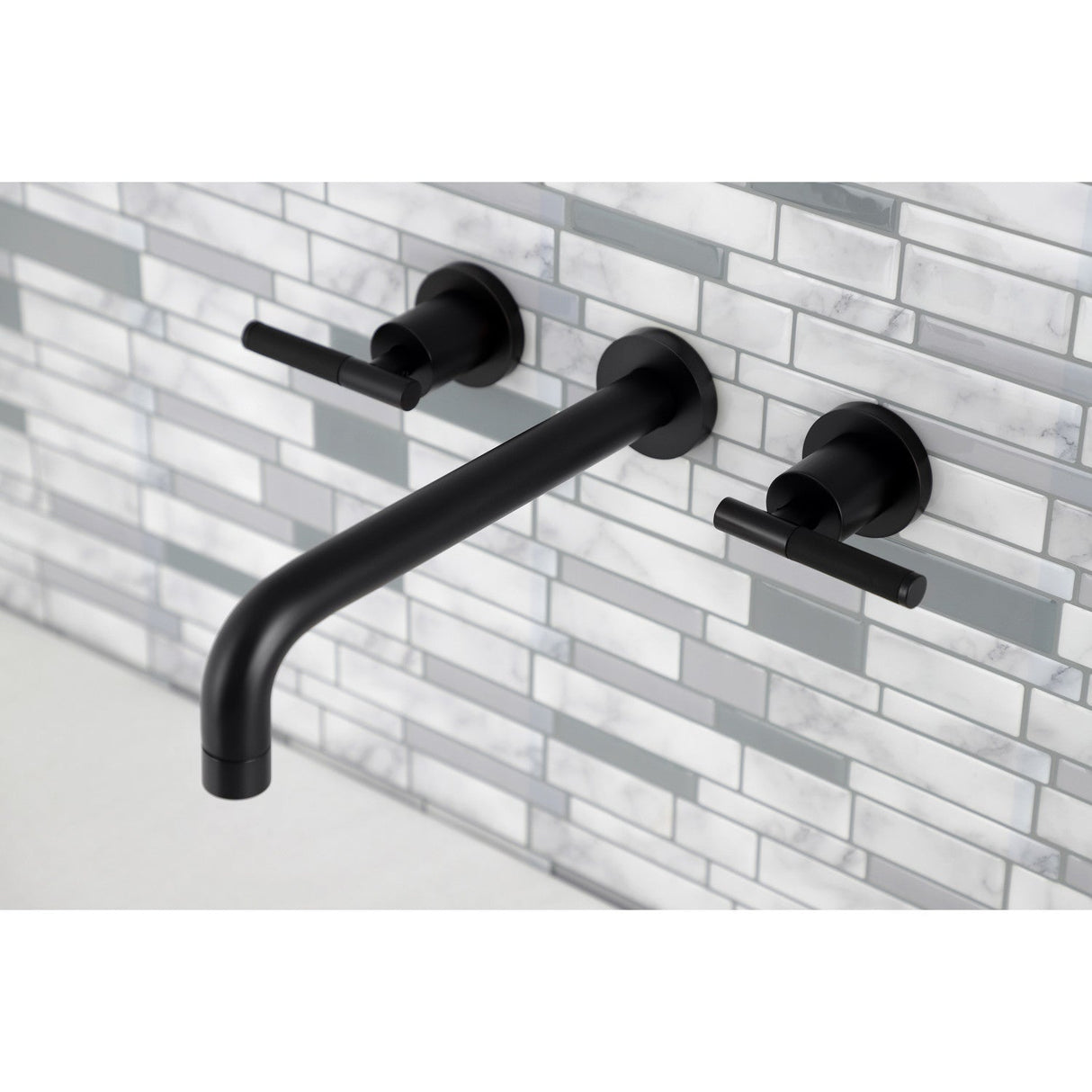 Kaiser KS8020CKL Two-Handle 3-Hole Wall Mount Roman Tub Faucet, Matte Black