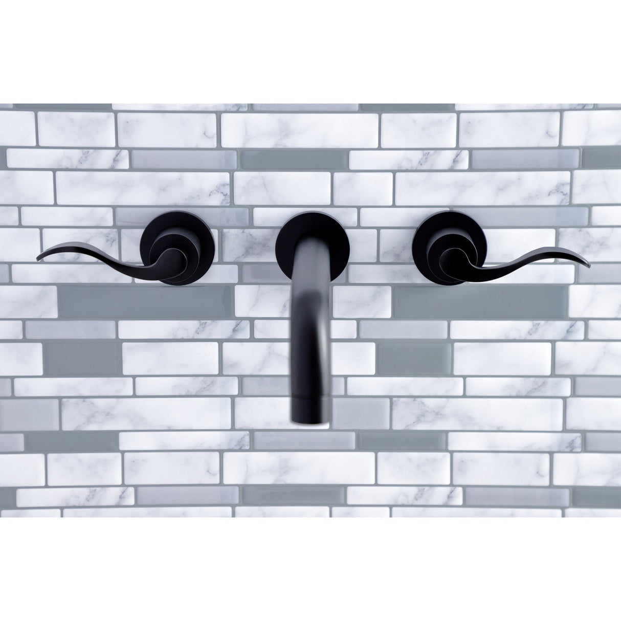 NuWave KS8020DFL Two-Handle 3-Hole Wall Mount Roman Tub Faucet, Matte Black