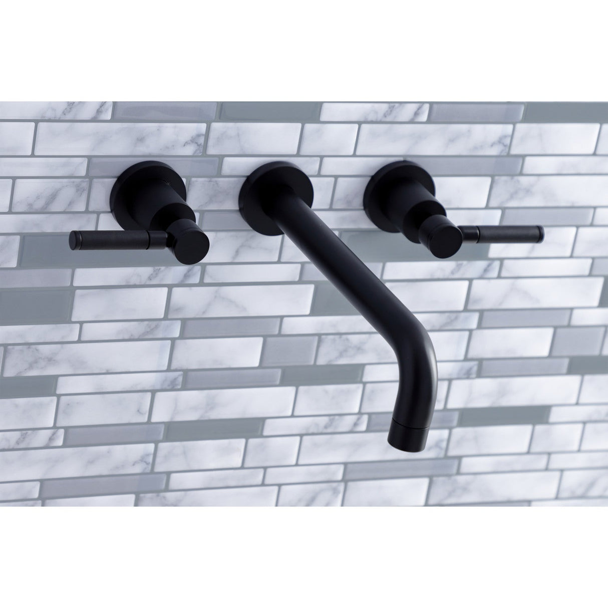 Kaiser KS8020DKL Two-Handle 3-Hole Wall Mount Roman Tub Faucet, Matte Black