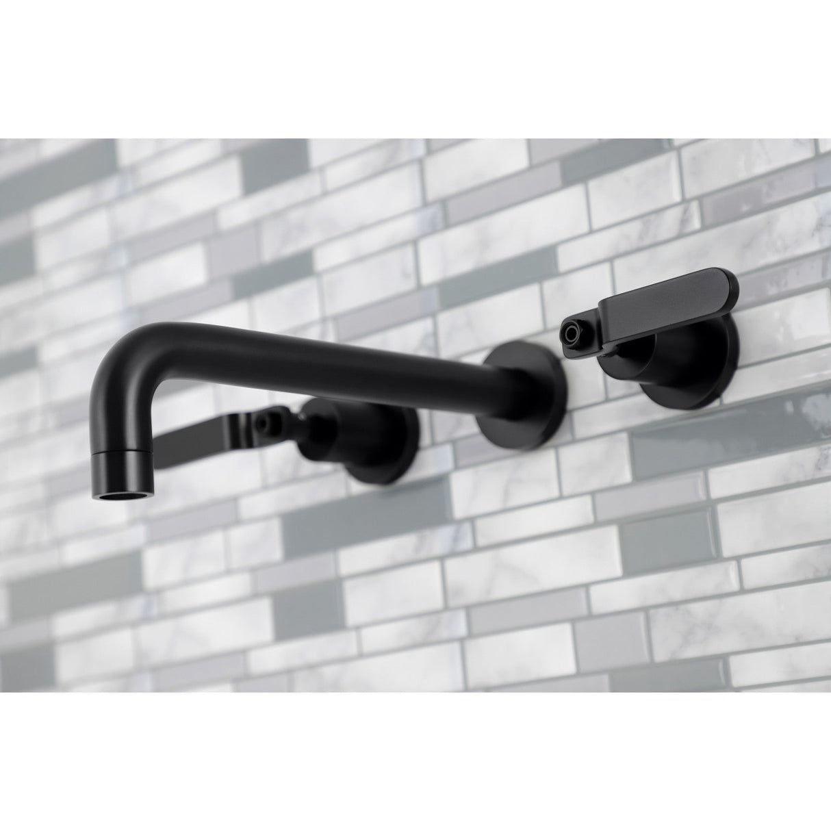 Whitaker KS8020KL Two-Handle 3-Hole Wall Mount Roman Tub Faucet, Matte Black