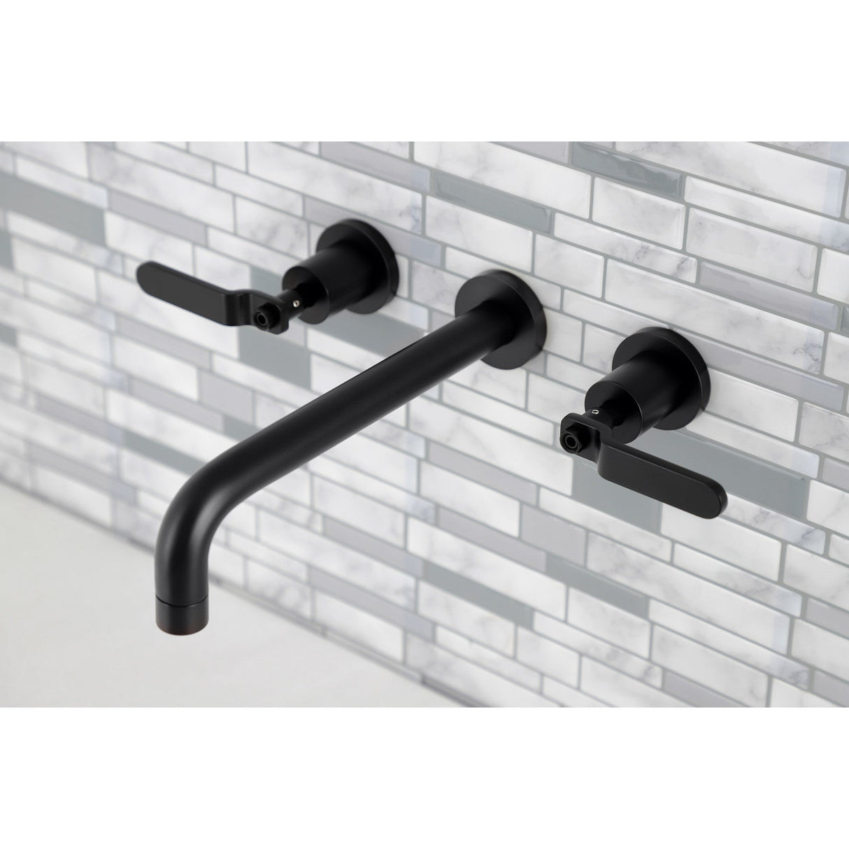 Whitaker KS8020KL Two-Handle 3-Hole Wall Mount Roman Tub Faucet, Matte Black