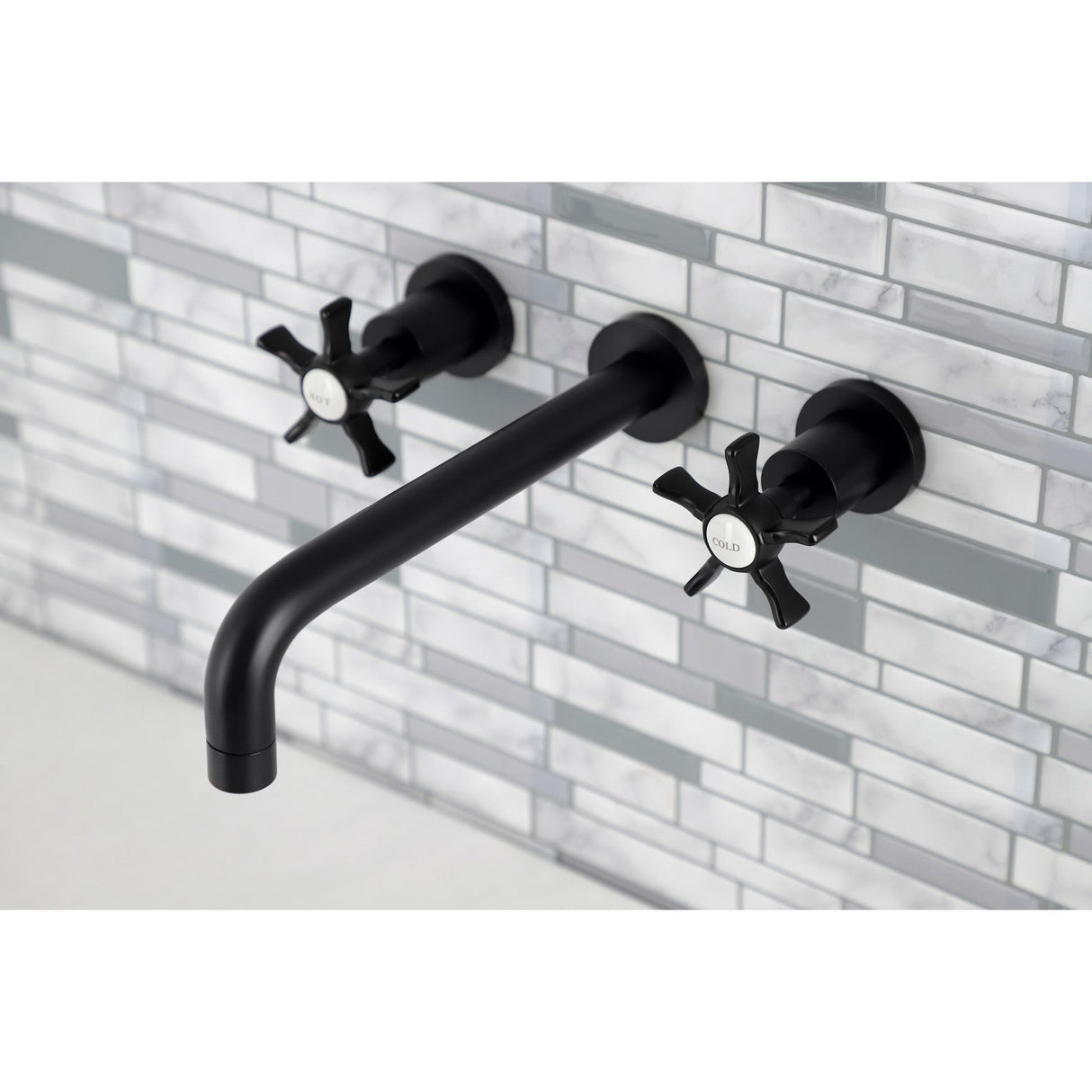 Hamilton KS8020NX Two-Handle 3-Hole Wall Mount Roman Tub Faucet, Matte Black