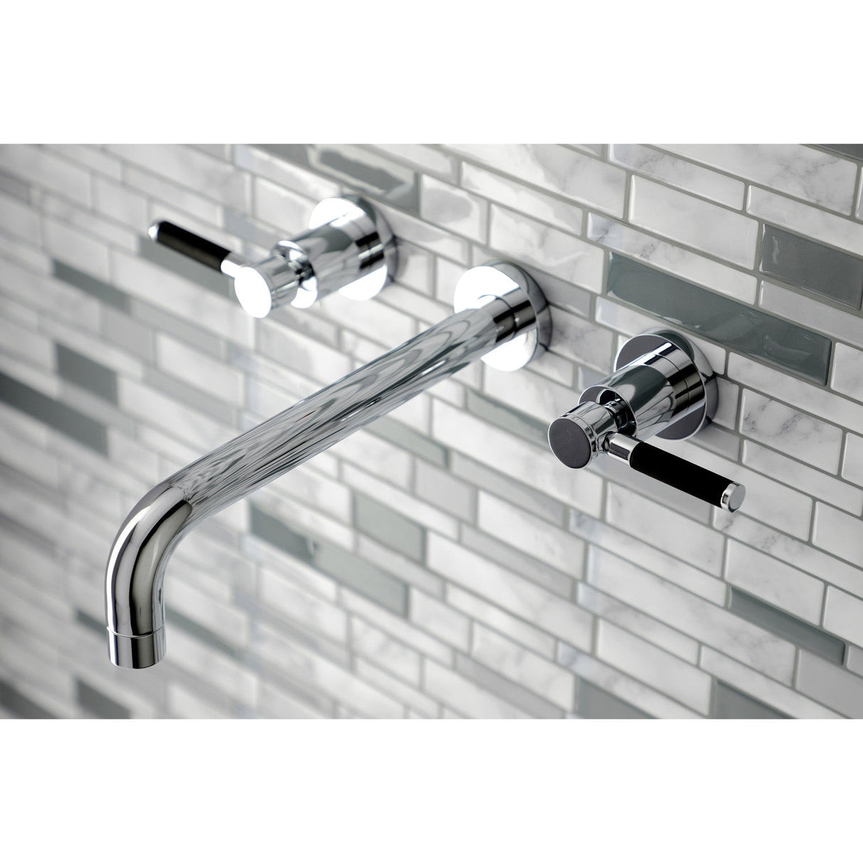 Kaiser KS8021DKL Two-Handle 3-Hole Wall Mount Roman Tub Faucet, Polished Chrome