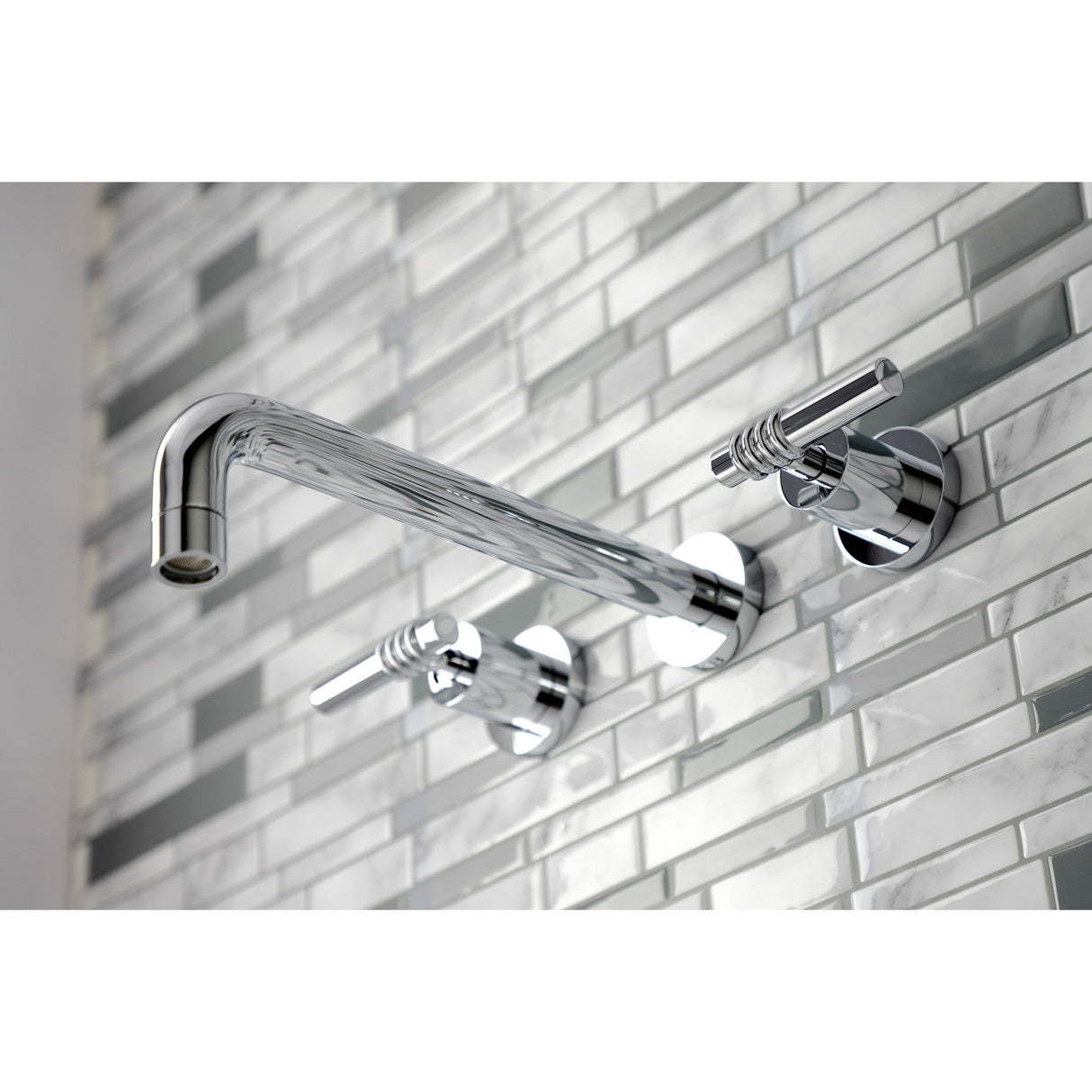 Milano KS8021ML Two-Handle 3-Hole Wall Mount Roman Tub Faucet, Polished Chrome
