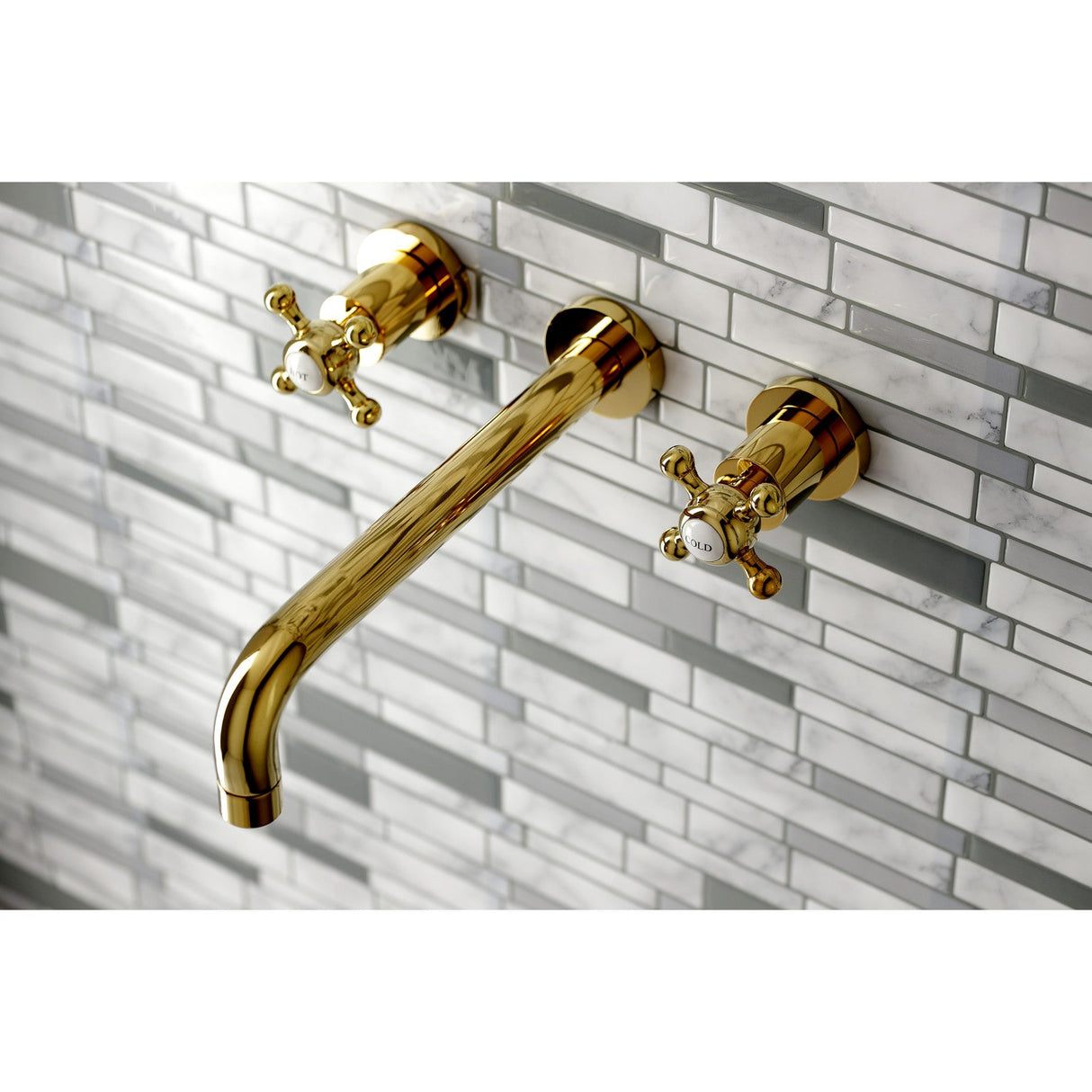 Metropolitan KS8022BX Two-Handle 3-Hole Wall Mount Roman Tub Faucet, Polished Brass