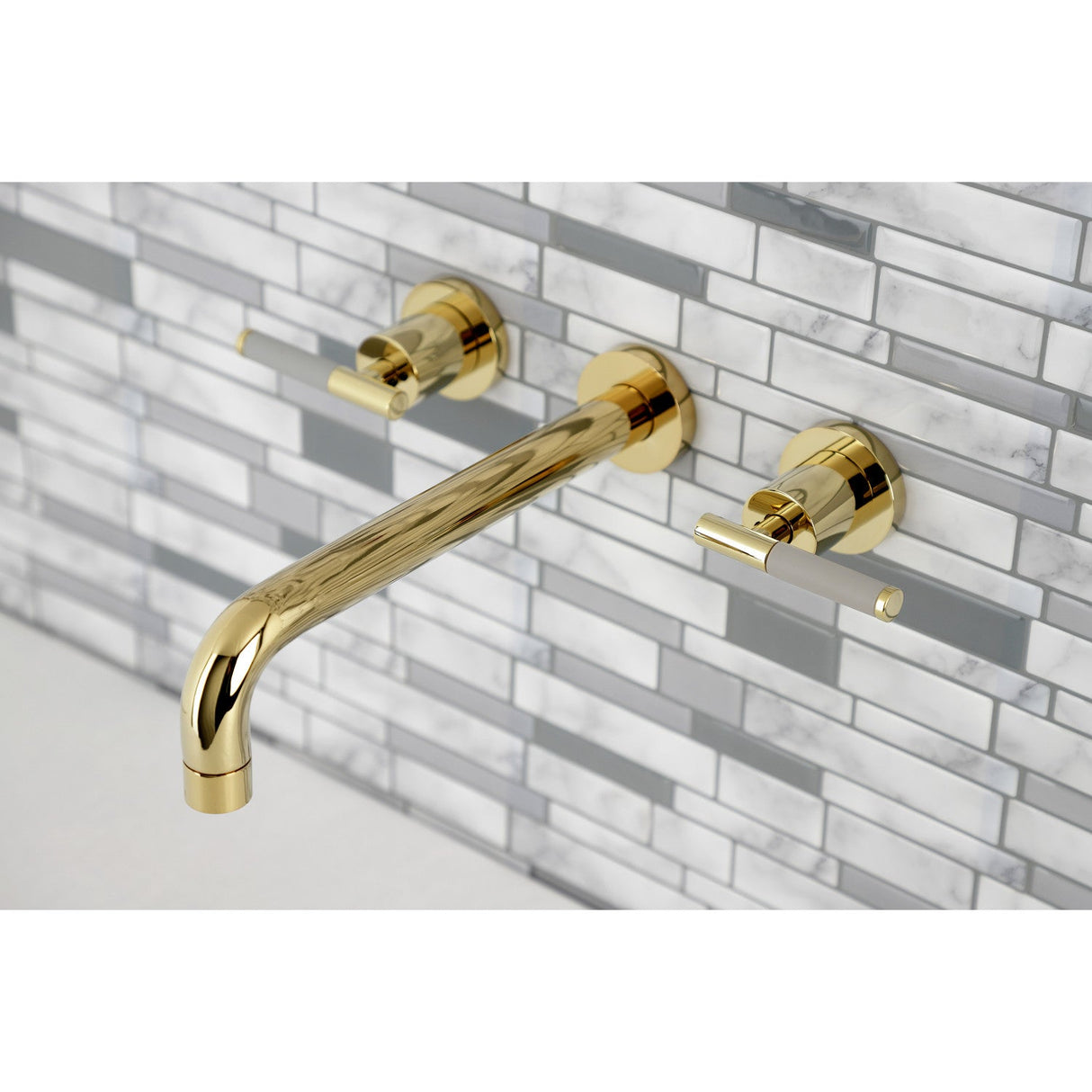 Kaiser KS8022CKL Two-Handle 3-Hole Wall Mount Roman Tub Faucet, Polished Brass