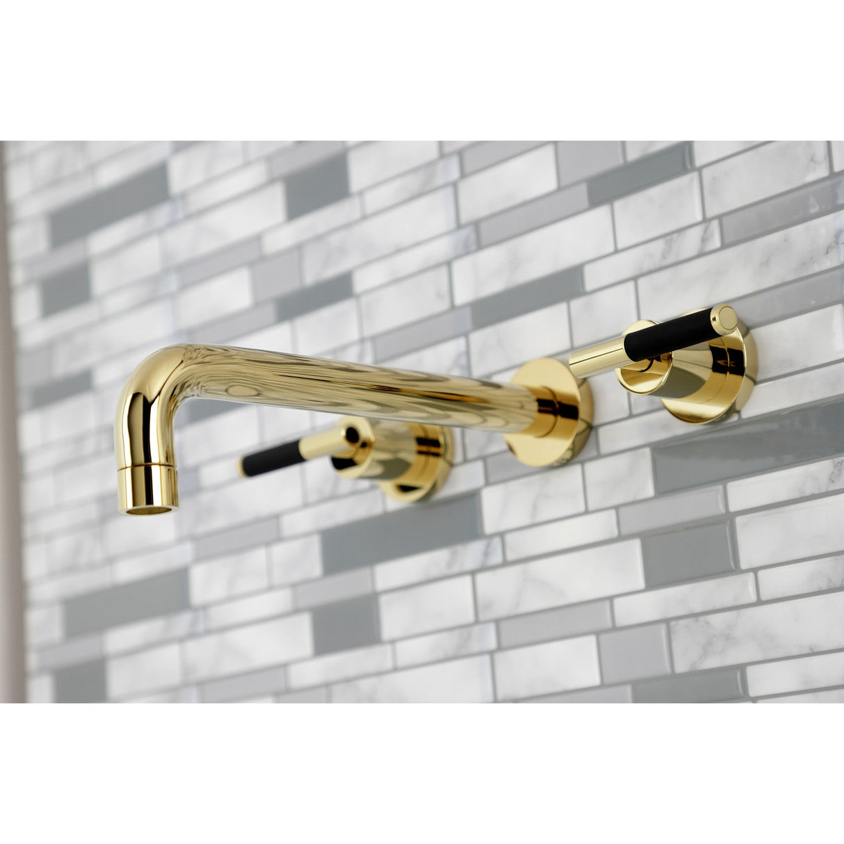 Kaiser KS8022CKL Two-Handle 3-Hole Wall Mount Roman Tub Faucet, Polished Brass