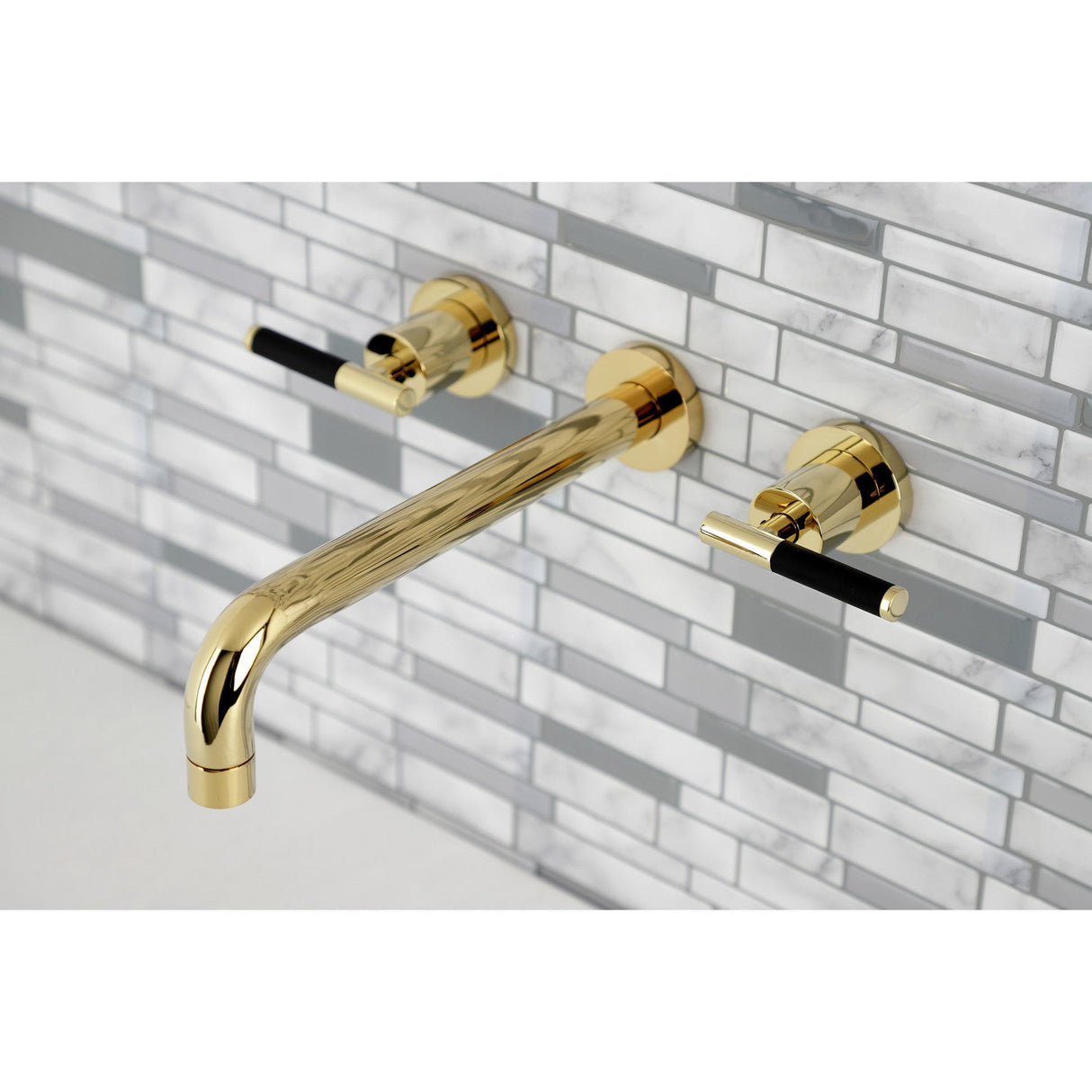 Kaiser KS8022CKL Two-Handle 3-Hole Wall Mount Roman Tub Faucet, Polished Brass