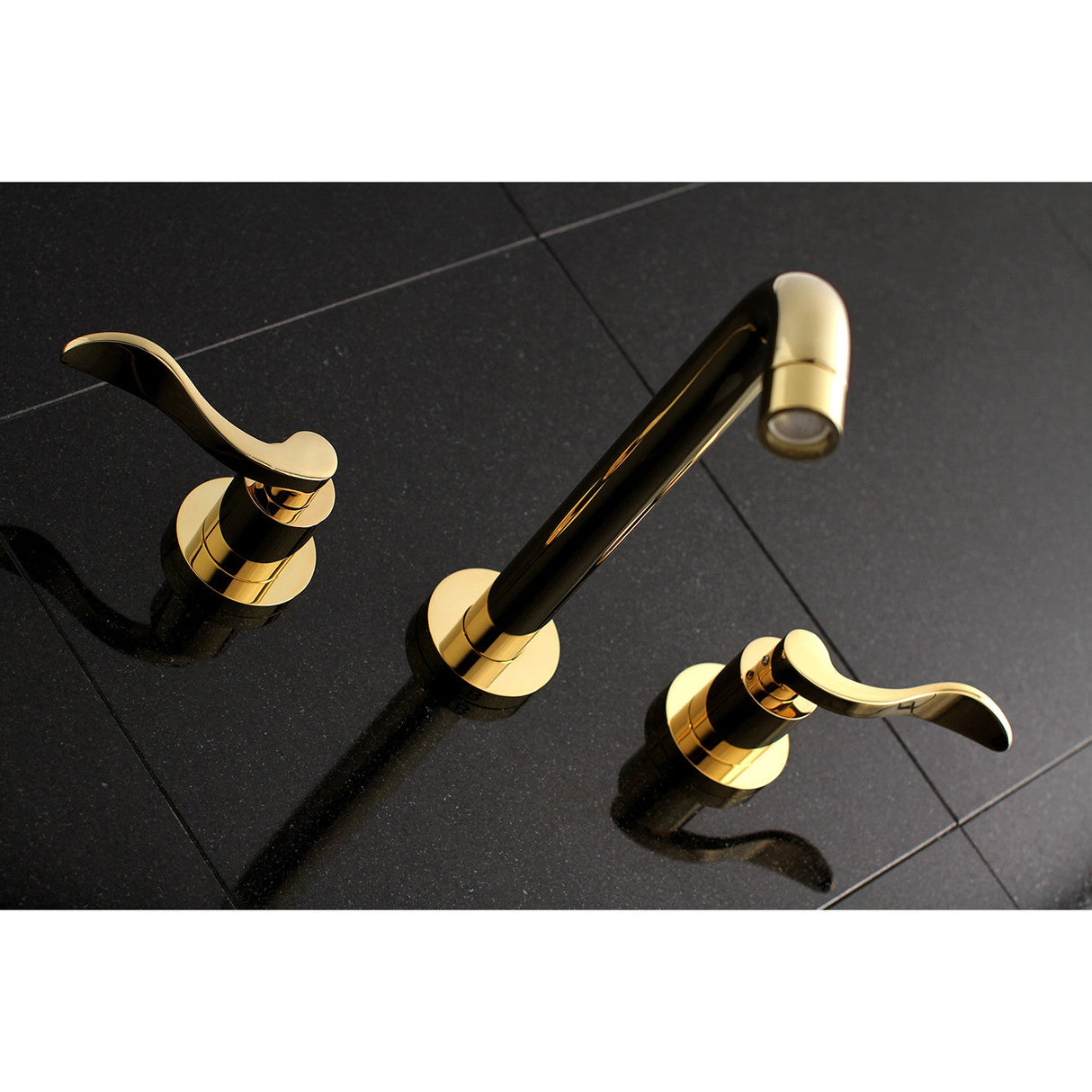 NuWave KS8022DFL Two-Handle 3-Hole Wall Mount Roman Tub Faucet, Polished Brass