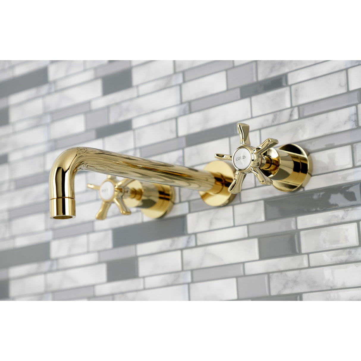 Hamilton KS8022NX Two-Handle 3-Hole Wall Mount Roman Tub Faucet, Polished Brass