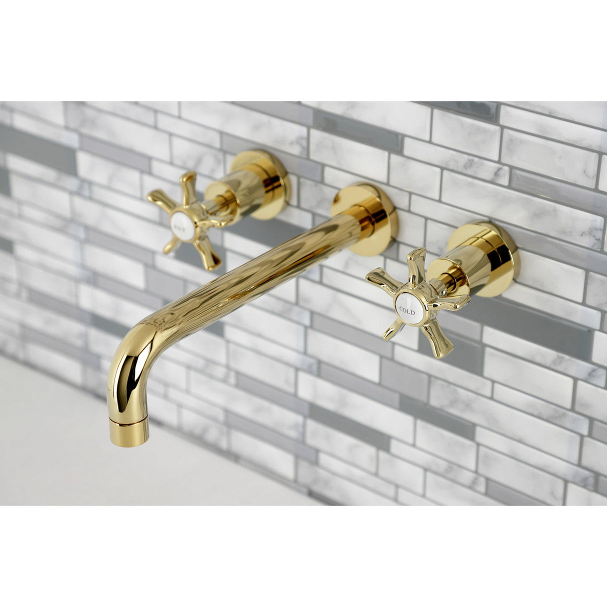 Hamilton KS8022NX Two-Handle 3-Hole Wall Mount Roman Tub Faucet, Polished Brass