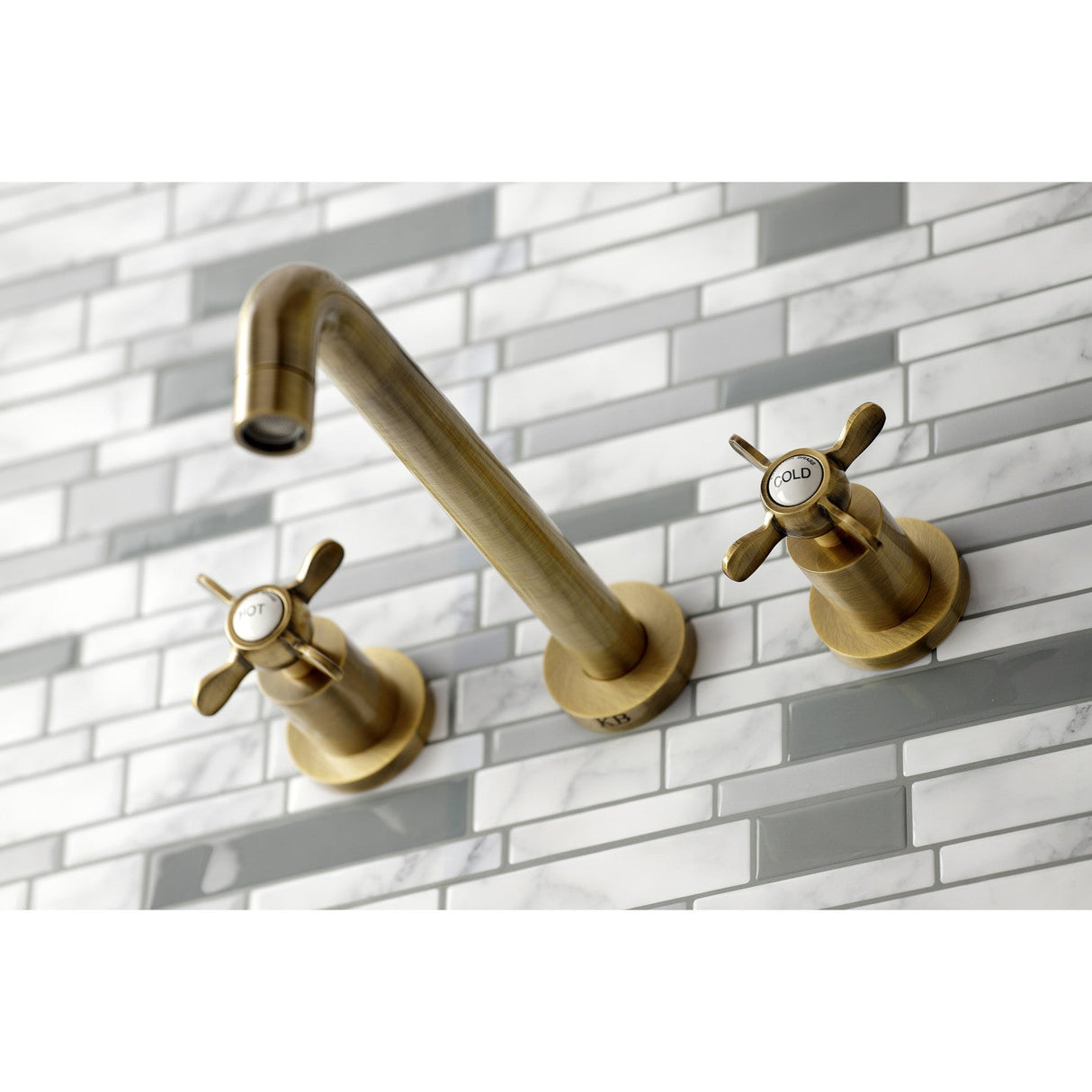 Essex KS8023BEX Two-Handle 3-Hole Wall Mount Roman Tub Faucet, Antique Brass
