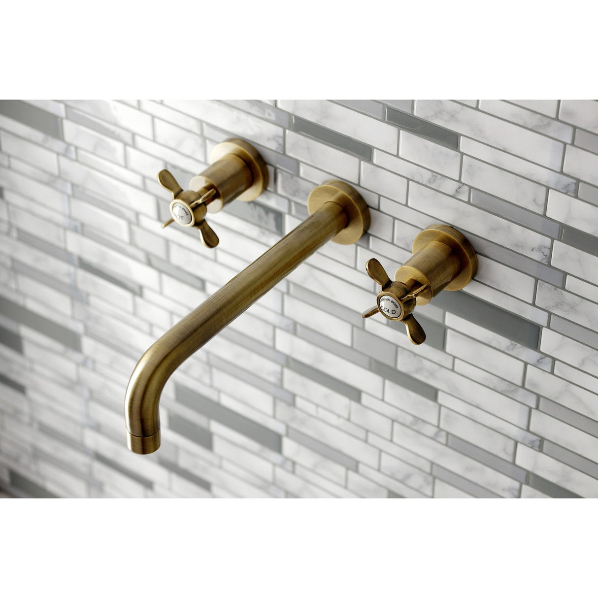 Essex KS8023BEX Two-Handle 3-Hole Wall Mount Roman Tub Faucet, Antique Brass