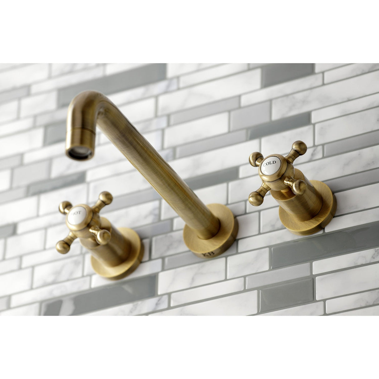 Metropolitan KS8023BX Two-Handle 3-Hole Wall Mount Roman Tub Faucet, Antique Brass
