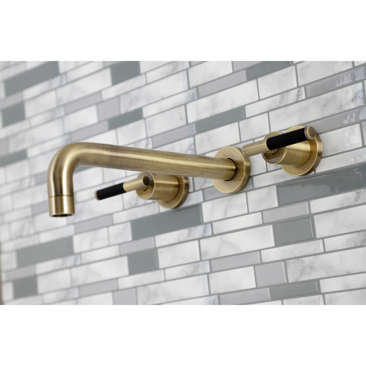 Kaiser KS8023CKL Two-Handle 3-Hole Wall Mount Roman Tub Faucet, Antique Brass
