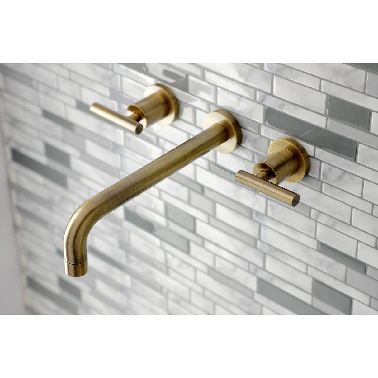 Manhattan KS8023CML Two-Handle 3-Hole Wall Mount Roman Tub Faucet, Antique Brass