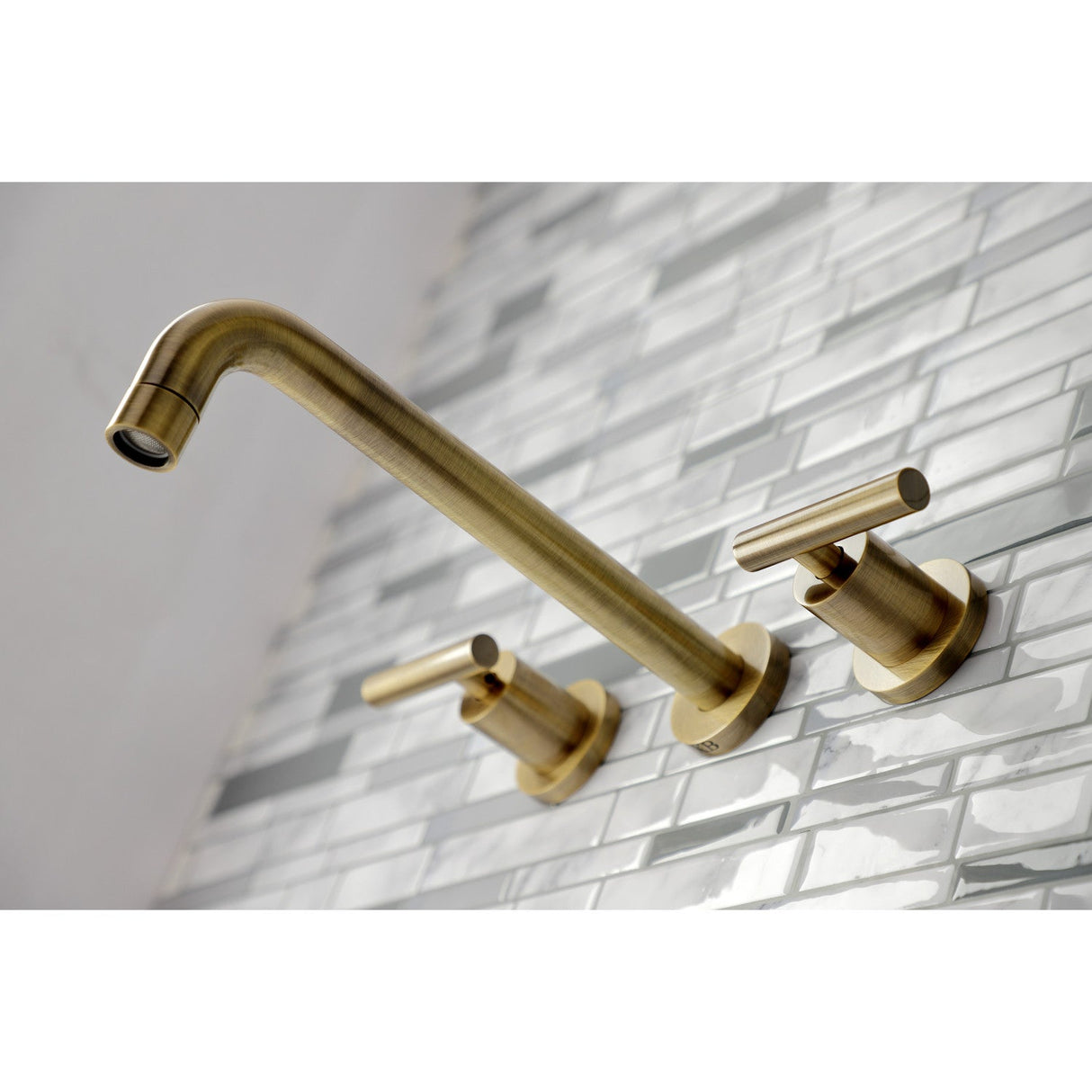 Manhattan KS8023CML Two-Handle 3-Hole Wall Mount Roman Tub Faucet, Antique Brass