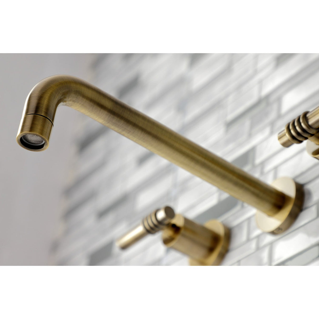 Milano KS8023ML Two-Handle 3-Hole Wall Mount Roman Tub Faucet, Antique Brass