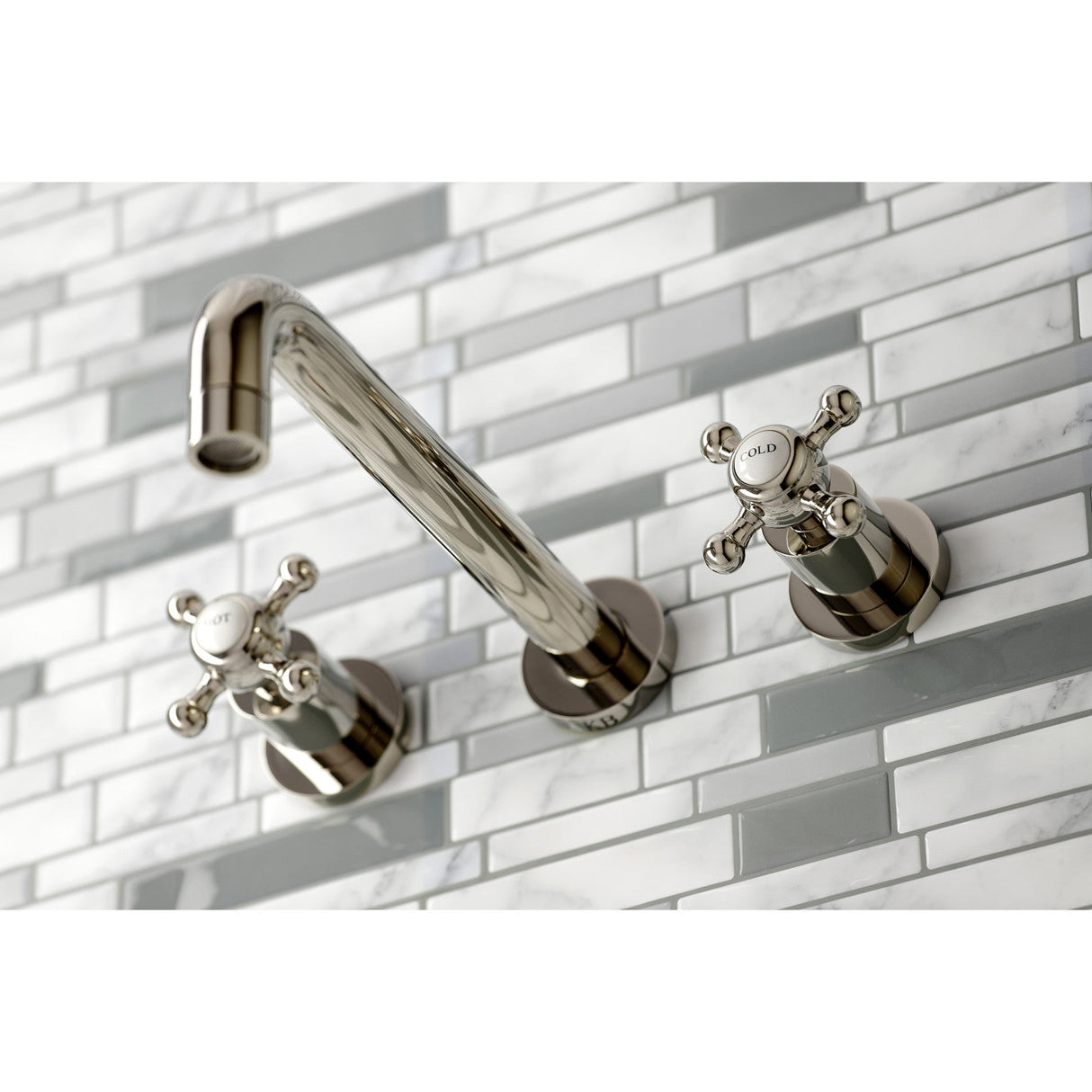 Metropolitan KS8026BX Two-Handle 3-Hole Wall Mount Roman Tub Faucet, Polished Nickel