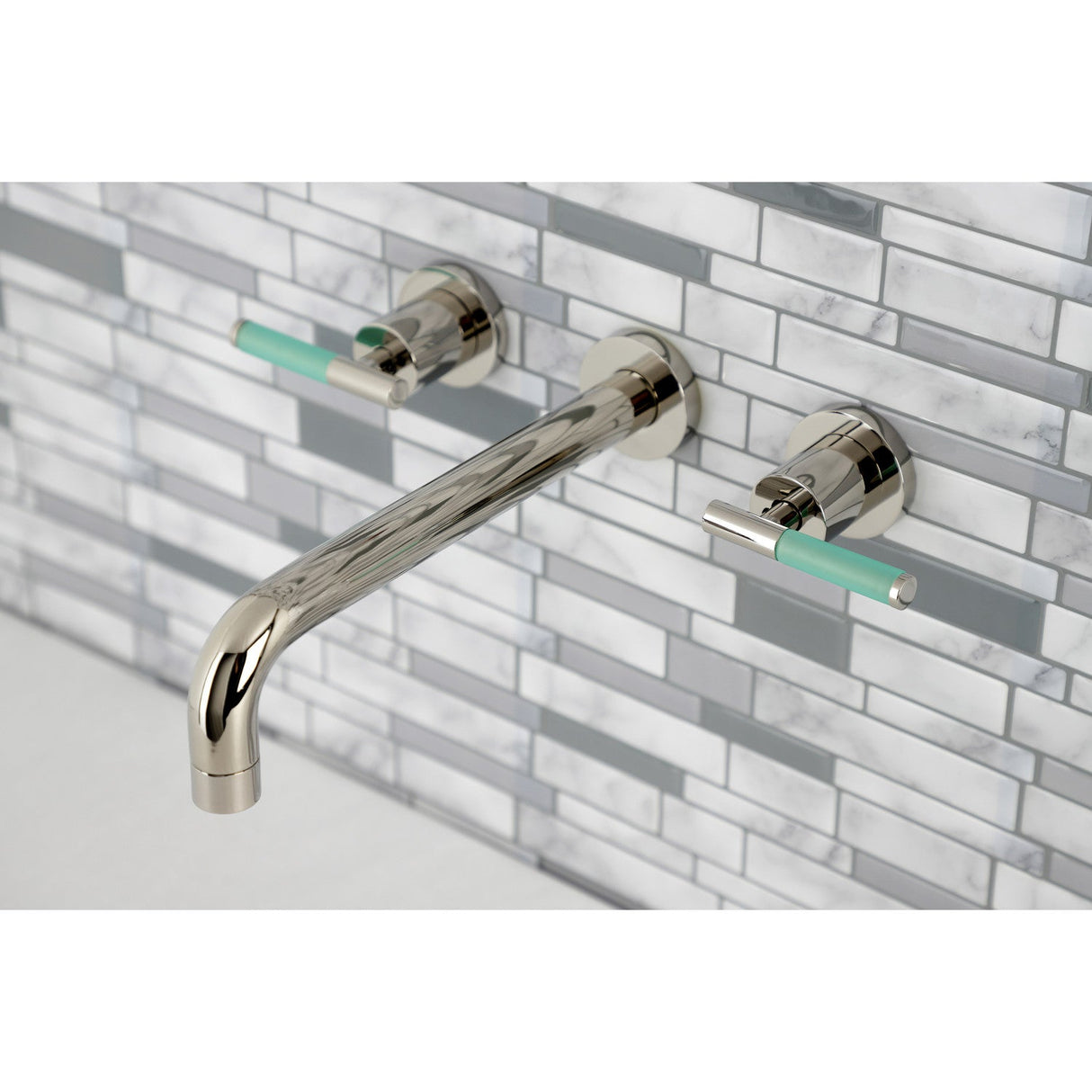 Kaiser KS8026CKL Two-Handle 3-Hole Wall Mount Roman Tub Faucet, Polished Nickel
