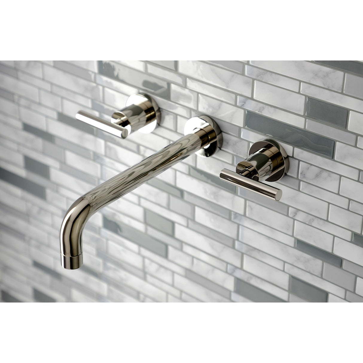Manhattan KS8026CML Two-Handle 3-Hole Wall Mount Roman Tub Faucet, Polished Nickel
